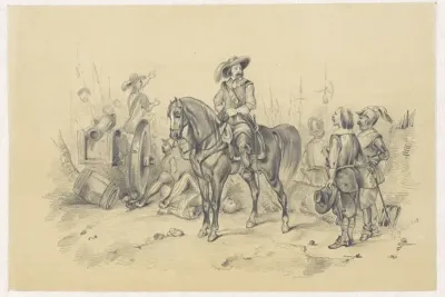 Historisch tafereel met krijgslieden