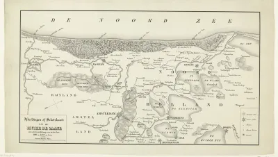 Historische kaart met de loop van de rivier de Zaan in de 12e en 13e eeuw