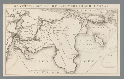 Historische kaart van Nederland en het Noordzeekanaal