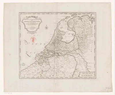 Historische kaart van Nederland in de tweede helft van de zestiende eeuw