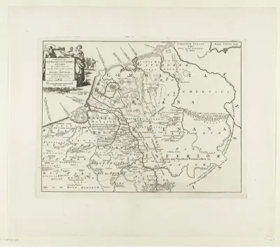Historische kaart van Nederland met de gebieden van de Bataven en Friezen