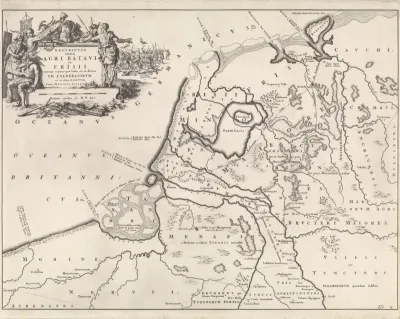 Historische kaart van Nederland ten tijde van de Bataven en de Friezen II