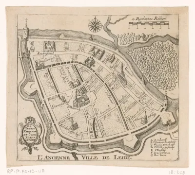 Historische plattegrond van Leiden