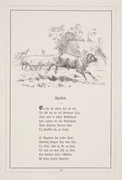 Hjorden. Illustration til H.V. Kaalund, "Fabler for Børn"