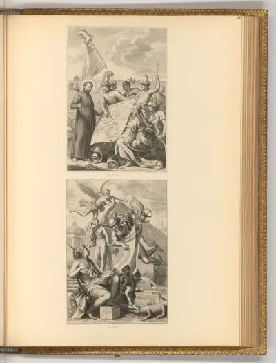 Hl. Franz Xaver als Missionar; Pamphilius Obelisk, Athanasius Kircher (Allegorie)