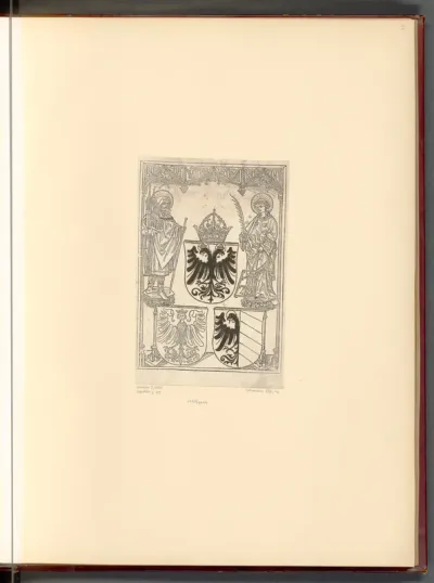 Hl. Sebald und Hl. Laurentius mit Wappen (Buchillustration)