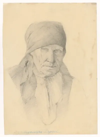 Hlava stareny v šatke