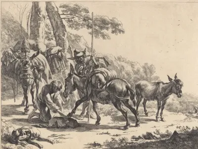 Hoefsmid bij een ezel