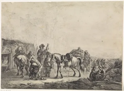 Hoefsmid en plassend paard