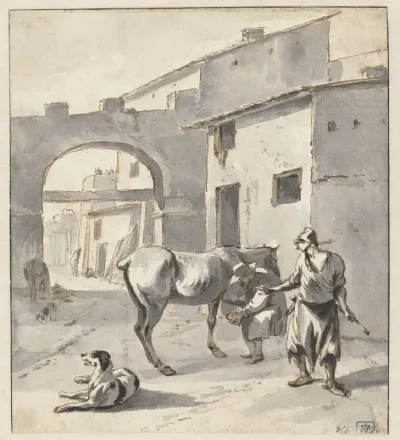 Hoefsmid in een Italiaanse stad