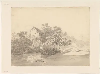 Hoge huizen in het hout, boven een water