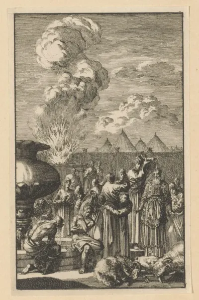 Hogepriester wordt gezalfd bij altaar