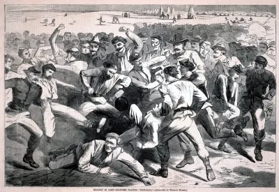 Holiday in Camp   Soldiers Playing “Football”, from Harper's Weekly, July 15