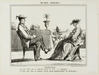 Holiday in the Country. “- Life in the country really isn't all that entertaining, as they all say. - And to think that spring has only just begun,” plate 14 from Ces Bons Parisiens