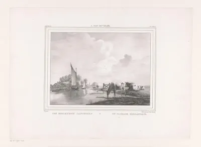 Hollands rivierlandschap met koeien en zeilboten