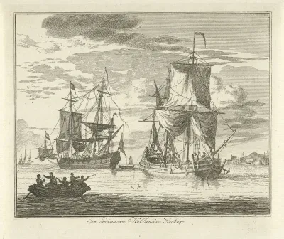 Hollandse hoeker op het water