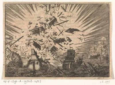 Hollandse schip Walcheren explodeert samen met vijf Portugese schepen, 1631
