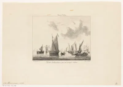 Hollandse zeilschepen op kalm water