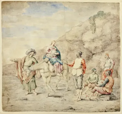 Holy Family Passing Four Men