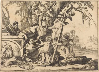 Holy Family with Angels and the Cross, Crushing a Serpent