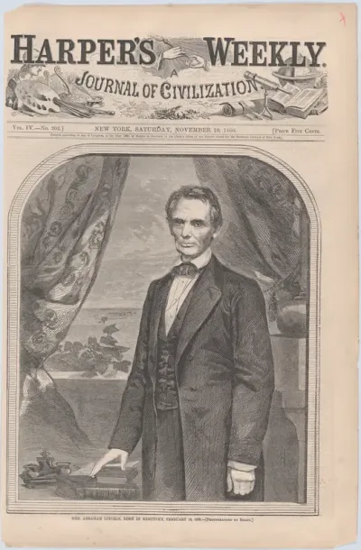 Hon. Abraham Lincoln, born in Kentucky, February 12, 1809 (from "Harper's Weekly," Vol. IV)