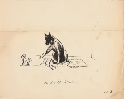 Hond met twee puppy's