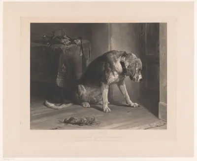 Hond wacht bij een deur