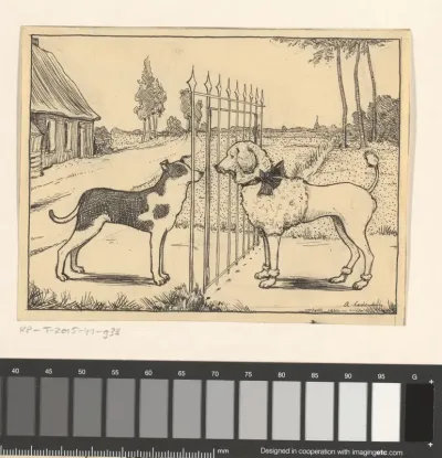 Honden Tilo en Poedel bij een hek