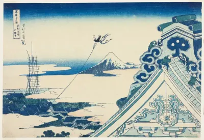 Honganji Temple at Asakusa in Edo (Toto Asakusa Honganji), from the series "Thirty-six Views of Mount Fuji (Fugaku sanjurokkei)"