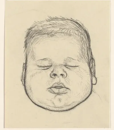 Hoofd van een baby met gesloten ogen