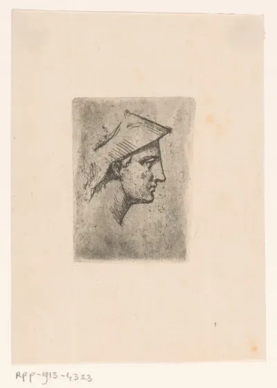 Hoofd van een man met helm