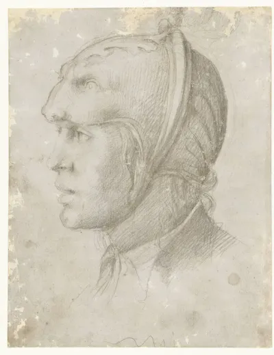 Hoofd van een man met helm