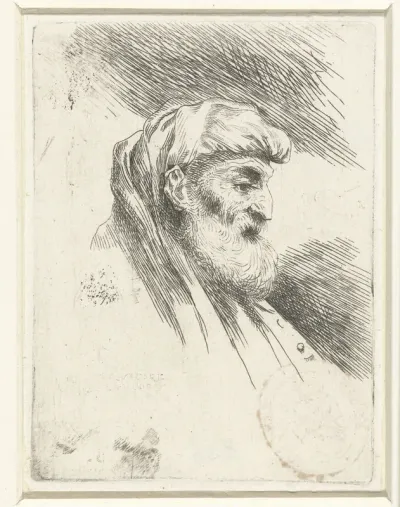 Hoofd van een oude man met baard