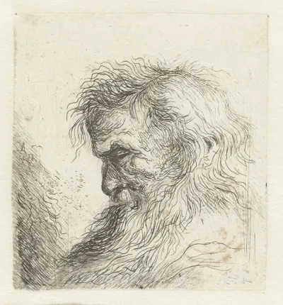 Hoofd van een oude man met baard