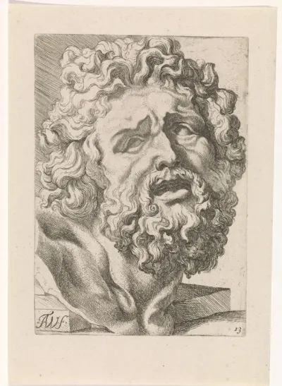 Hoofd van Laocoön op een voetstuk