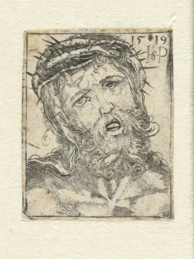 Hoofd van lijdende Christus met doornenkroon