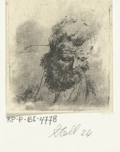 Hoofd van oude man met baard