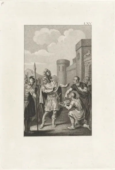Hoofd van Pompeius naar Caesar gebracht