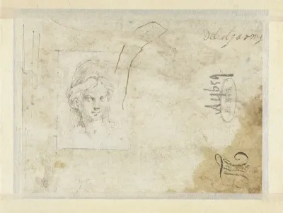 Hoofdje van een vrouw met een helm (Minerva?)