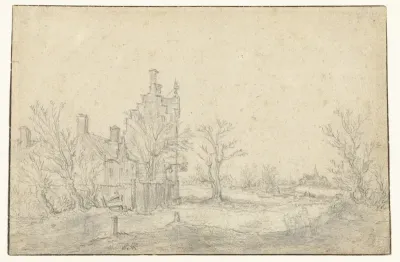 Hoog gebouw in een landschap