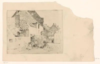 Hooiwagen in dorpsstraat