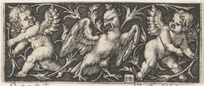 Horizontal Panel with an Eagle Flanked by Two Genii