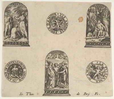 Horizontal Panel with Three Thimble Designs and Three Medallions
