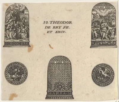 Horizontal Panel with Three Thimble Designs and Two Medallions