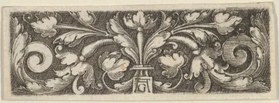 Horizontal Panel with Two Tendrils Sprouting from the Center, Ending in Volutes
