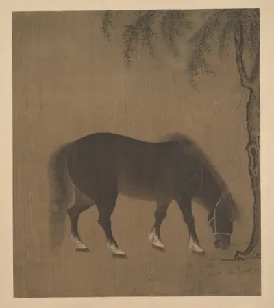 Horse and willow tree