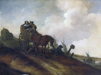 Horse cart in a dune landscape