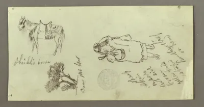 Horse, Figure From Back, Trees, possibly