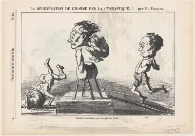 Horseback exercises not without hazards, from "The regeneration of man through gymnastics"