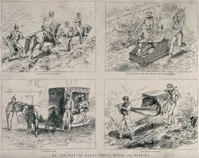 Horseback, sledge, sleigh and a hammock used as modes of transport in Madeira